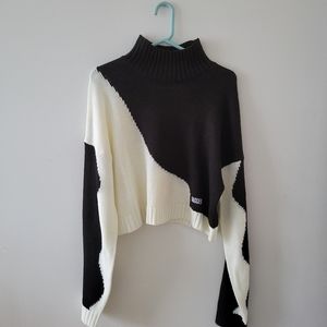 ragged priest black and white corrupt sweater, medium